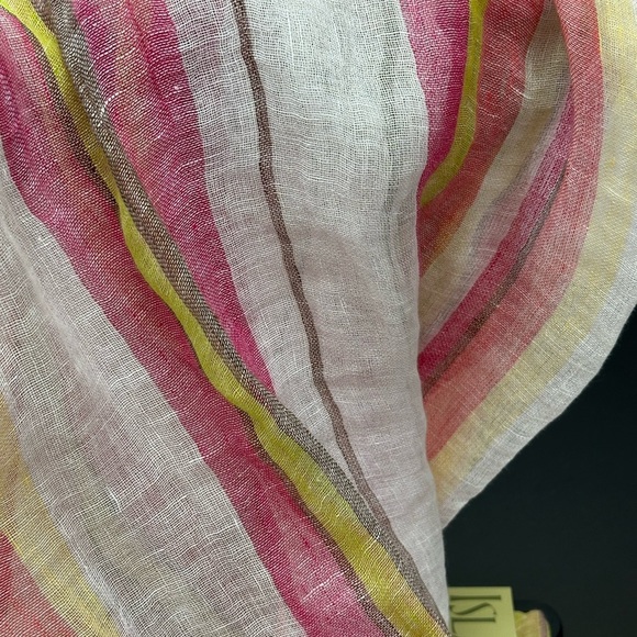 Islander 100% Linen Striped Pareo/Sarong Bathing Suit Cover Up Wrap Sheer - Picture 7 of 9